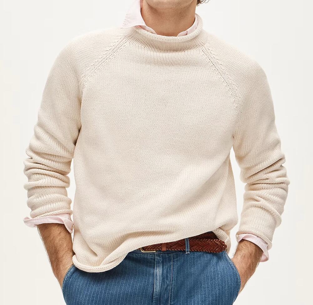 JCrew Oarsman 1988 Roll Neck Sweater Mens XS Cotton Cream Fisherman Classic NWT